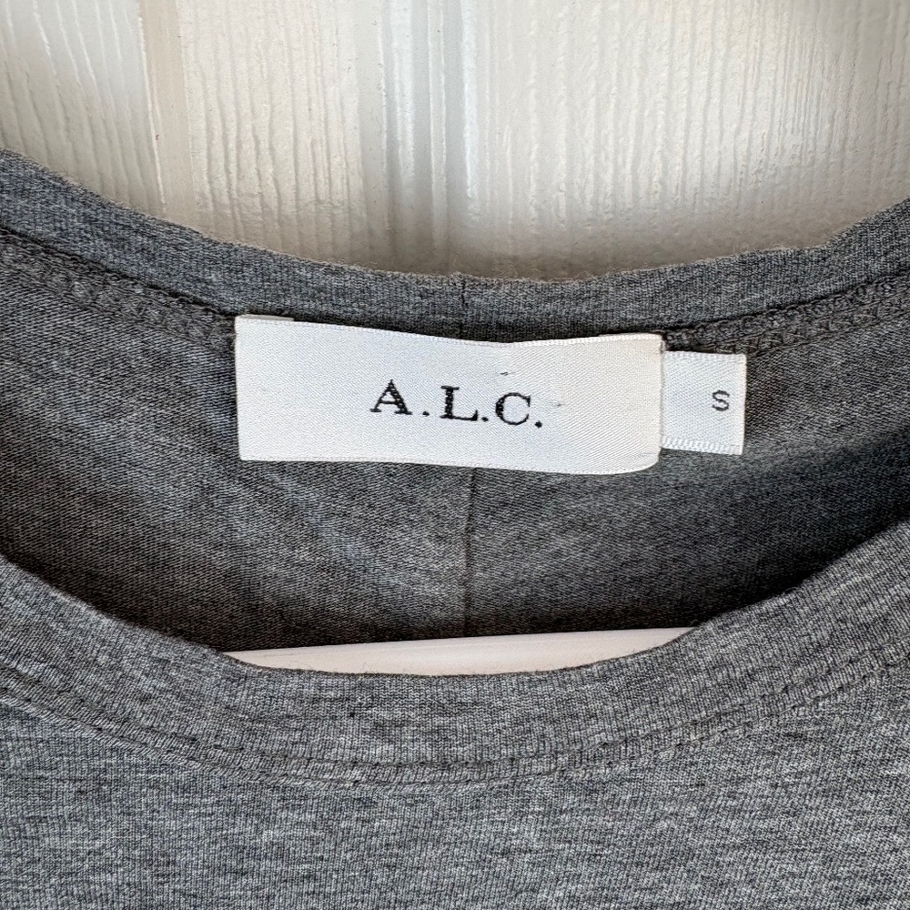 A.L.C. Short Sleeve Side Ruched Dress Gray - Picture 2 of 3